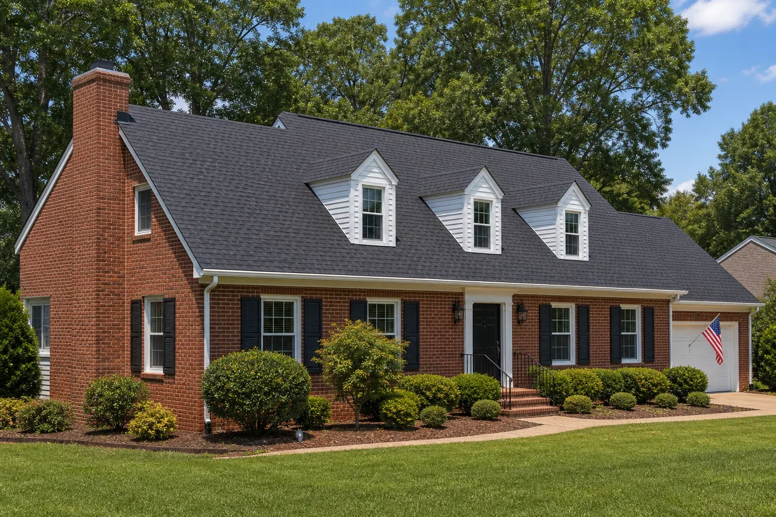 New architectural shingle roof on a Greensboro brick home