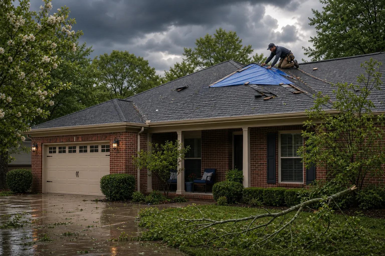 Emergency roof repair after a Greensboro storm